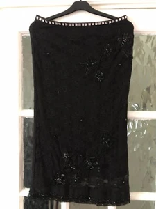 ladies dress skirt KAREN MILLEN calf length diamonte waist beaded apliques sz 10 - Picture 1 of 8
