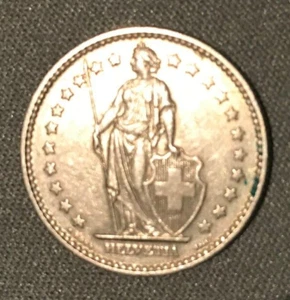 Vintage Switzerland 1969 B Swiss 2 (Two) Francs Coin Exceptional Condition - Picture 1 of 2