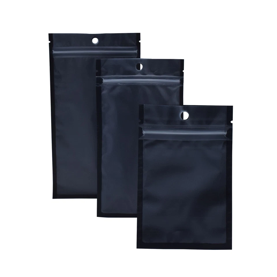 100 Flat Translucent/Black Mylar QuickQlick™Bags w/Hang Hole in Variety of Sizes - Image 1 of 4