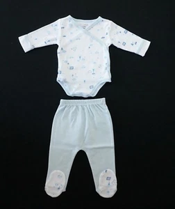 Baby Boy L-Sleeve Wrap Bodysuit (top) + Long Pant With Socks 2pc Set 9 Patterns - Picture 1 of 6