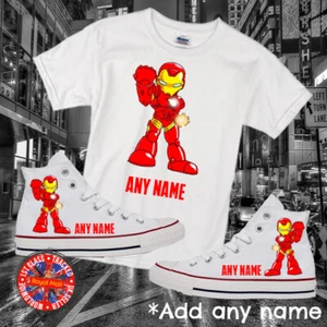 Iron Kid Inspired Converse Kids All Star Hi Top & Matching T-shirt Set - Picture 1 of 1
