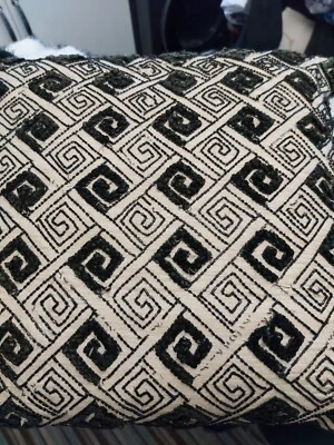 Mulberry black / cream Linen Fabric Cushion COMPLETE Duck Feather Pad  18”x18” - Image 1 of 4