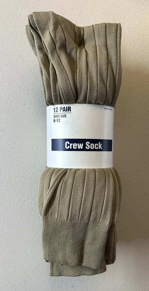 GEORGE MEN'S NYLON CREW DRESS SOCK 12 PR SIZE 6-12 Black Navy IN PKG