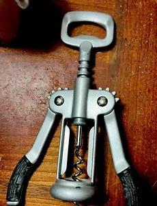 Pedrini Italy Corkscrew Wine Bottle Opener black/Silver Enamel/Stainless Vtg F - Picture 1 of 5