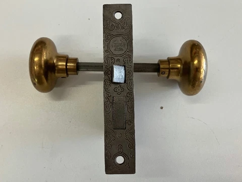 DOOR LOCK ANTIQUE WITH BRASS KNOBS PAT. 1839 Cover