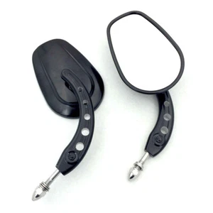 Black Big Side Racing Mirrors For Harley Touring Street Glide Road Glide Electra - Picture 1 of 6