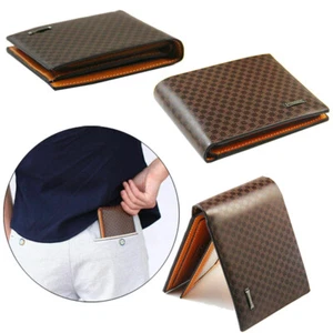 Cartera de cuero para hombre plegable titular de tarjeta de crédito pequeña sin asas billetera - Imagen 1 de 11