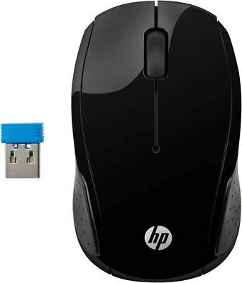 HP 200 2.4 GHz USB Wireless Mouse with Red LED 1000 DPI Optical Sensor Black. - Image 1 of 4