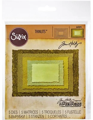 New, Retired Sizzix Thinlits Stacked Deckle 5pc #662694 Retail $19.99 Tim Holtz
