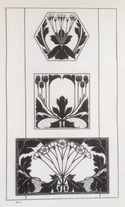WADSWORTH HAWTHORN NOUVEAU PRINT 1910 ART Floral Nature Geometric Ornament - Picture 1 of 2