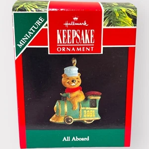 Hallmark Keepsake Ornament 1991 "All Aboard" Beaver Conductor Train Christmas - Picture 1 of 5