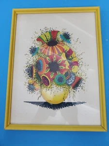 Vintage Framed George Kidd Psychedelic Chromatic Florals- Intercraft Industries - Picture 1 of 2