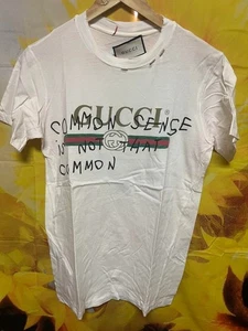 Gucci White T-Shirt Size M Floral Embroidery Casual Logo Mens - Picture 1 of 5