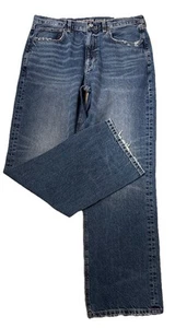American Eagle Low Rise Baggy Jeans SZ 12 /31W Med Blue Distressed Stretch New - Picture 1 of 18