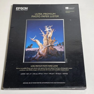 Sealed Epson S041405 8.5x11 50 Sheets Ultra Premium Photo (Luster) Inkjet Paper - Image 1 of 3