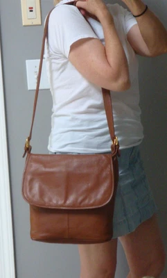 ILI NEW YORK Bandolera de Cuero Marrón Bolso de Hombro Solapa Hobo Cartera Grande Foto 1 de 4