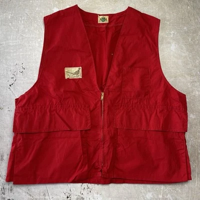 True Vintage 1940s Ideal Made in USA Red Hunting Fishing Vest Talon Bird Pockets - Image 1 of 4