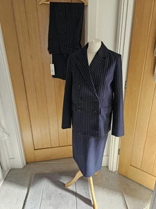 Albaray suit skirt/trousers/waistcoat/jacket lightweight navy pinstripe 8/0 - Picture 1 of 17
