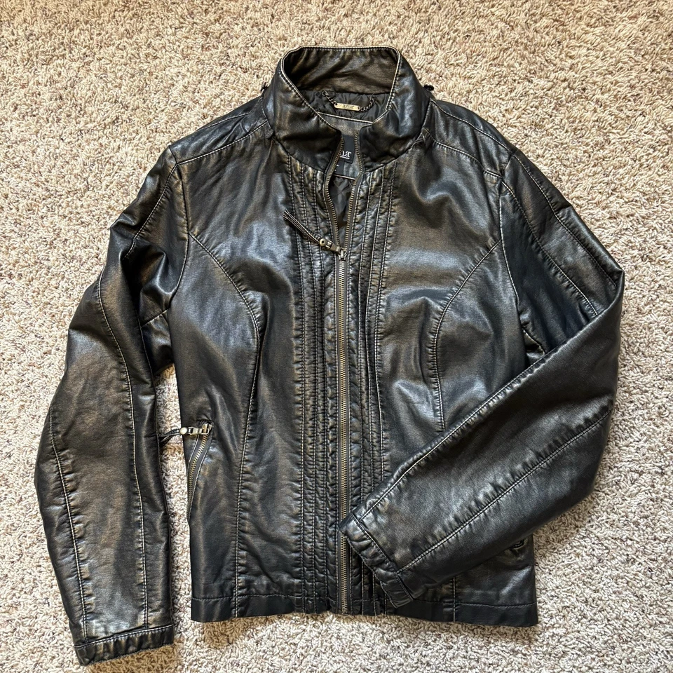 A.N.A. Chaqueta de piel sintética metálica marrón dorada talla grande para mujer Foto 1 de 4