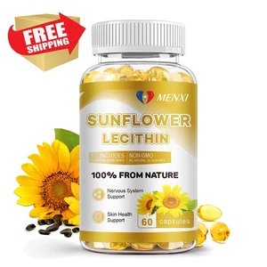 Sunflower Lecithin 60 Softgels 360 mg Natural Supplement Nervous System Support - Picture 1 of 9