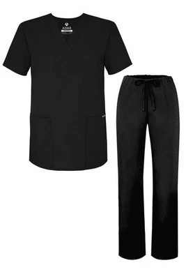 Conjunto exfoliante médico enfermero Adar 701 uniforme camisa y pantalones negro 3X Foto 1 de 4