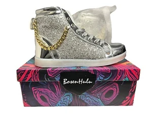 Men or Women’s Silver High Top Sneakers w/ LED Lights, W Charger, Mens Sz, 10.5 - Picture 1 of 12