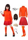 Nip Velma Costume Kids Girls Red Skirt Outfits W/Accessories Sz M $46.99 Wig
