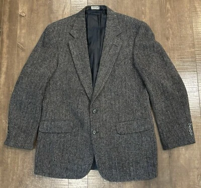 Harris Tweed - Mens 43L - 100% wool Tweed Blazer - USA Gray A1 - Image 1 of 4