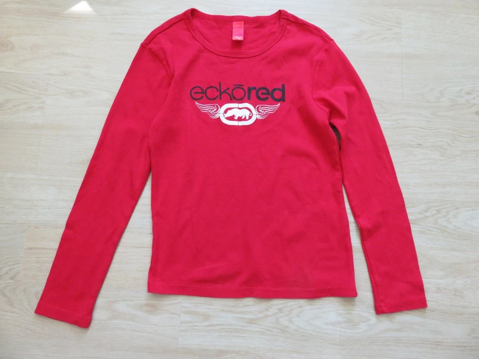 Camiseta Ecko Roja Manga Larga Grande Roja con Rojo Ecko en Negro y Logo Rhino Foto 1 de 1