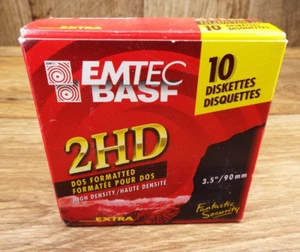 Formatted 3.5" Diskettes 10 Emtec BASF 2HD, DOS High Density. New Old Stock - Picture 1 of 3