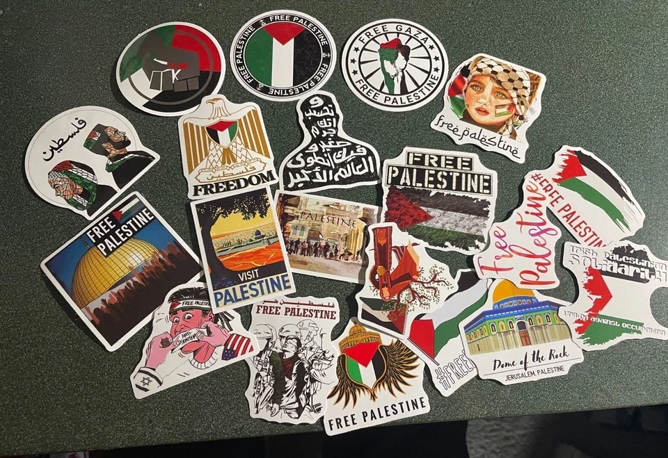 A Variety of Free Palestine Save Gaza Dome of The Rock Stickers Unused.