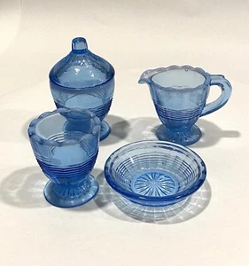 Fenton Blue Opalescent Glass Childs 5 Piece Tea Set 8901 N9 - Picture 1 of 5