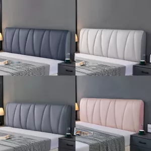 Bed PU Leather Headboard Cover Back Elastic All-inclusive Protect Dust Cover - Picture 1 of 15