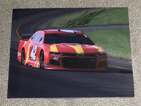 Ross Chastain Signed 8x10 Photo McDonalds Car On The Track NASCAR Auto COA Cover