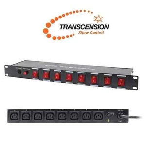 Transcension PC 08 8 Way IEC Outlets Effects Switch Panel 19" 1U Rackmount - Afbeelding 1 van 1