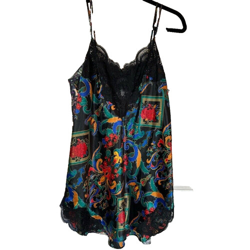 UNDERCOVER Victoria’s Secret etichetta oro abito slip pizzo raso vintage mob moglie taglia Large