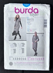 Burda Style 7420 Misses Suit- Skirt & Jacket Original 2010 Pattern sz 8-20 Uncut - Picture 1 of 2