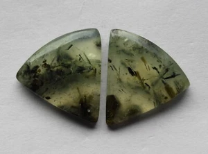 24.85 Ct Natural Prehnite (19.6mm X 20mm each) Cabochon Loose Match Pair - Picture 1 of 3