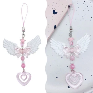 Lovely Wings Bow Heart Mobile Strap Pendant Sweet Keychain Bags Decorative Gifts - Picture 1 of 6