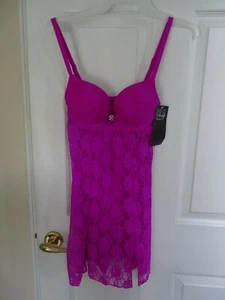 SMART& SEXY LACE SLEEPWEAR FUCHIA 34B BRAND NEW SO CUTE BUILT IN BRA, SO CUTE - Picture 1 of 5