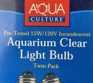 Aquarium Clear Light Bulb by Aqua Culture - Twin Pack 15W / 120V Incandescent