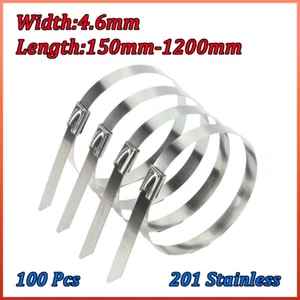 201 Stainless Steel Cables Zip Tie Self Lock Strap Strong Metal Ties 4.6mm Width - Imagen 1 de 12