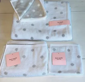 KATE SPADE New York Beige / Tan POLKA DOT Bath & Hand Towels, Washcloth New - Picture 1 of 6
