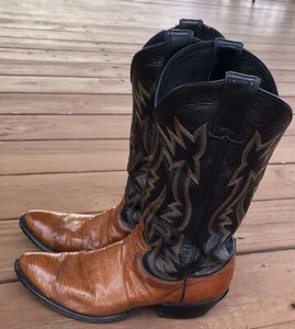 JUSTIN Men Cowboy Boots~9.5 D~EXOTIC Lizard Leather~Vintage~WESTERN Rodeo BOOTS - Picture 1 of 8