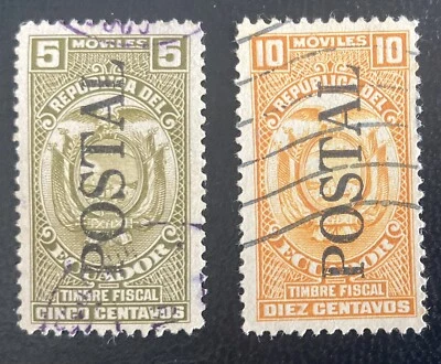 Ecuador: Juego de 2 sellos oficiales "Timbre Postal" de los años 40 Lote #10-82901 Foto 1 de 2