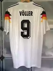Deutschland Heim Trikot Spieler Völler 9 Soccer Jersey WM Italia `90 Herren Gr L - Imagen 1 de 2