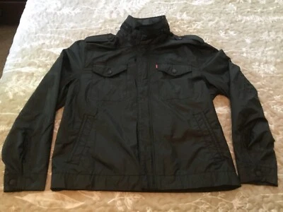 Levi’s Trucker Bomber Black Jacket Men’s XL Cotton Nylon Exterior Zip Out Hood - Image 1 of 4