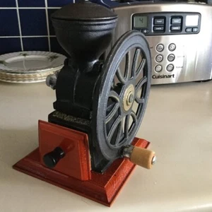 Vintage Hand Crank Wheel Manual Cast Iron Coffee Bean Grinder Mill Burr Antique - Picture 1 of 3