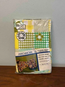 Vintage Patchwork Flannel Back Tablecloth - NIP 52"x90" - Picture 1 of 8