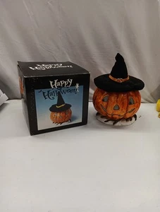 Vintage Cracker Barrel Exclusive Happy Halloween Cookie Container Jack O'Lantern - Picture 1 of 14